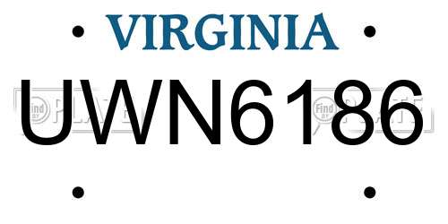 UWN6186 Virginia License Plate