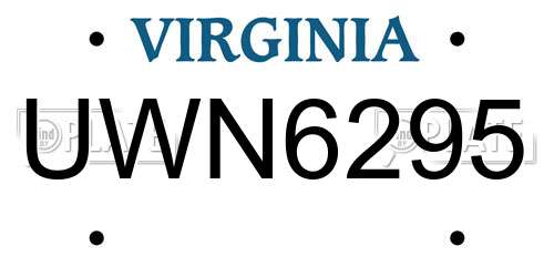 UWN6295 Virginia License Plate