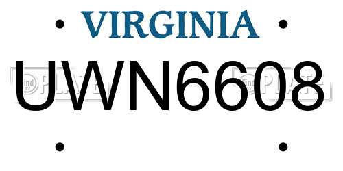 UWN6608 Virginia License Plate