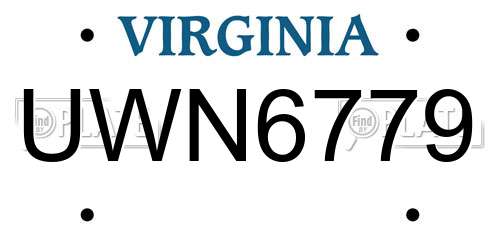 UWN6779 Virginia License Plate