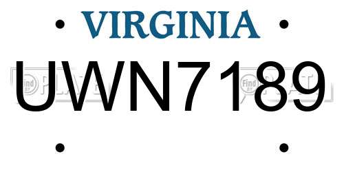 UWN7189 Virginia License Plate