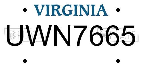 UWN7665 Virginia License Plate