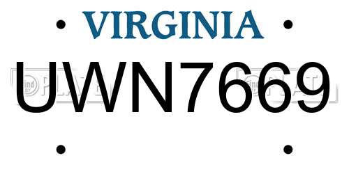 UWN7669 Virginia License Plate