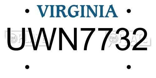 UWN7732 Virginia License Plate