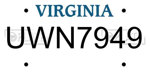 UWN7949 Virginia License Plate