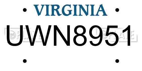 UWN8951 Virginia License Plate