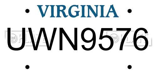 UWN9576 Virginia License Plate