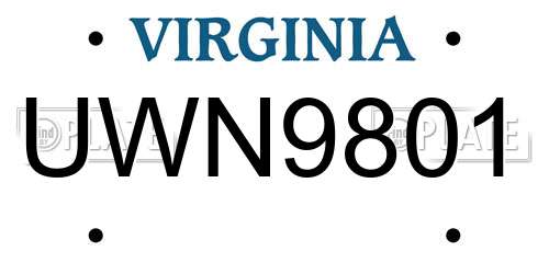 UWN9801 Virginia License Plate
