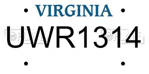 UWR1314 Virginia License Plate