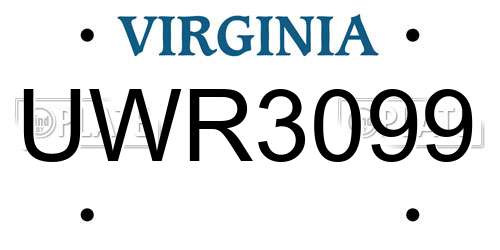 UWR3099 Virginia License Plate