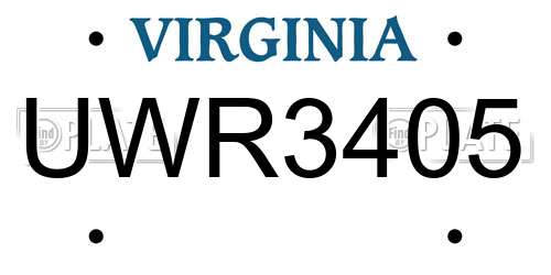 UWR3405 Virginia License Plate