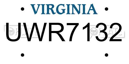 UWR7132 Virginia License Plate