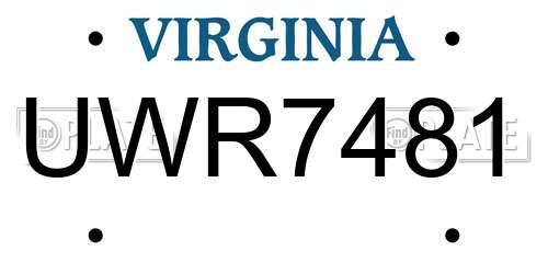 UWR7481 Virginia License Plate