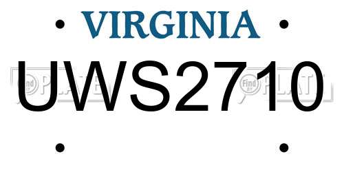 UWS2710 Virginia License Plate