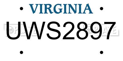 UWS2897 Virginia License Plate
