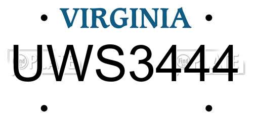 UWS3444 Virginia License Plate