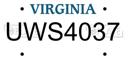 UWS4037 Virginia License Plate