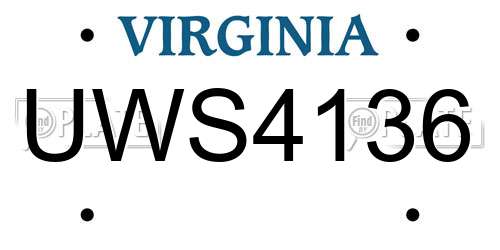 UWS4136 Virginia License Plate
