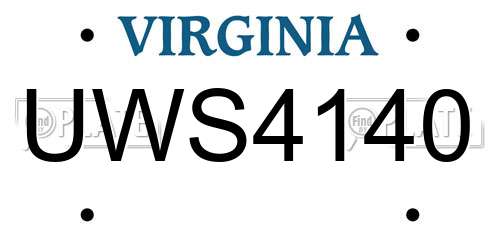 UWS4140 Virginia License Plate