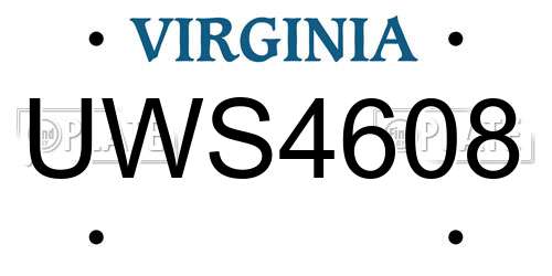 UWS4608 Virginia License Plate
