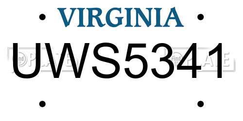 UWS5341 Virginia License Plate
