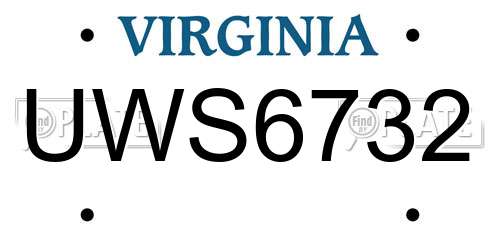 UWS6732 Virginia License Plate