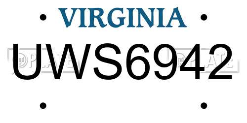UWS6942 Virginia License Plate