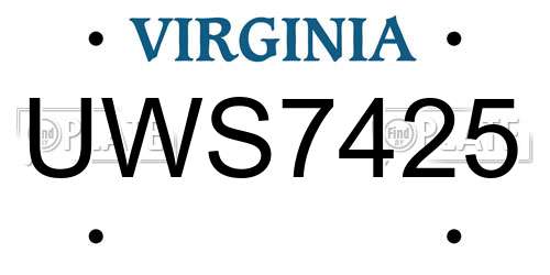 UWS7425 Virginia License Plate