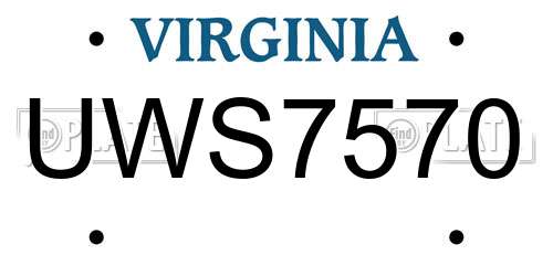 UWS7570 Virginia License Plate