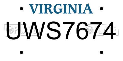 UWS7674 Virginia License Plate