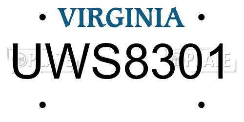 UWS8301 Virginia License Plate