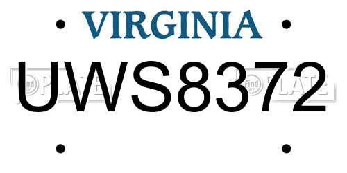 UWS8372 Virginia License Plate