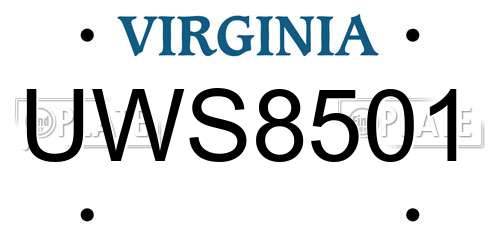 UWS8501 Virginia License Plate