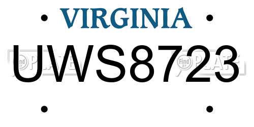 UWS8723 Virginia License Plate