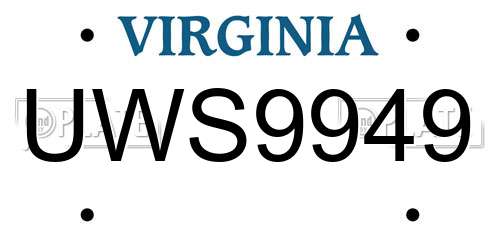 UWS9949 Virginia License Plate