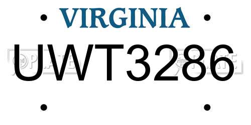 UWT3286 Virginia License Plate