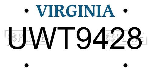UWT9428 Virginia License Plate
