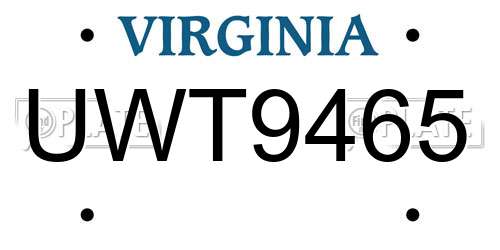 UWT9465 Virginia License Plate