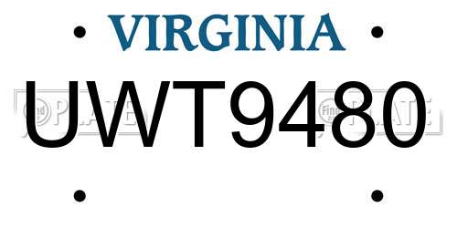 UWT9480 Virginia License Plate