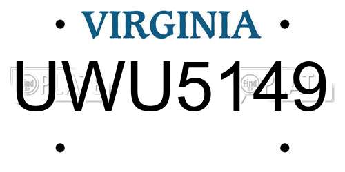 UWU5149 Virginia License Plate