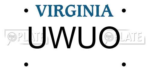 UWUO Virginia License Plate