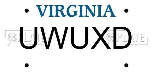 UWUXD Virginia License Plate