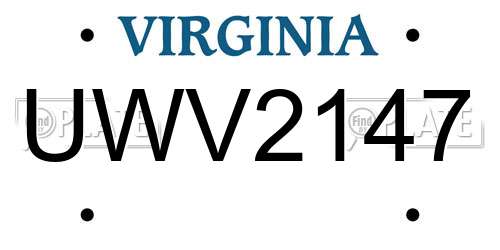 UWV2147 Virginia License Plate
