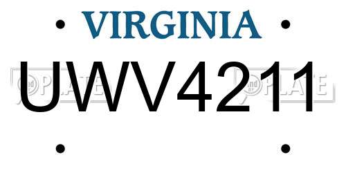 UWV4211 Virginia License Plate