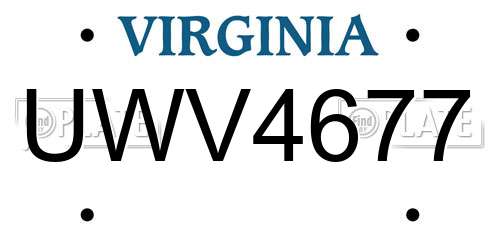 UWV4677 Virginia License Plate