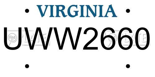 UWW2660 Virginia License Plate