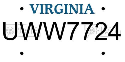 UWW7724 Virginia License Plate