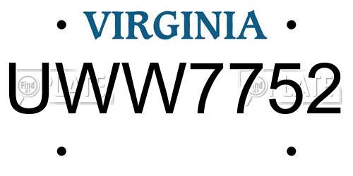 UWW7752 Virginia License Plate