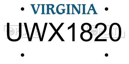 UWX1820 Virginia License Plate