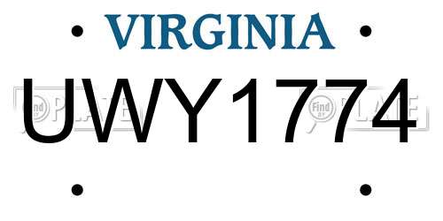 UWY1774 Virginia License Plate